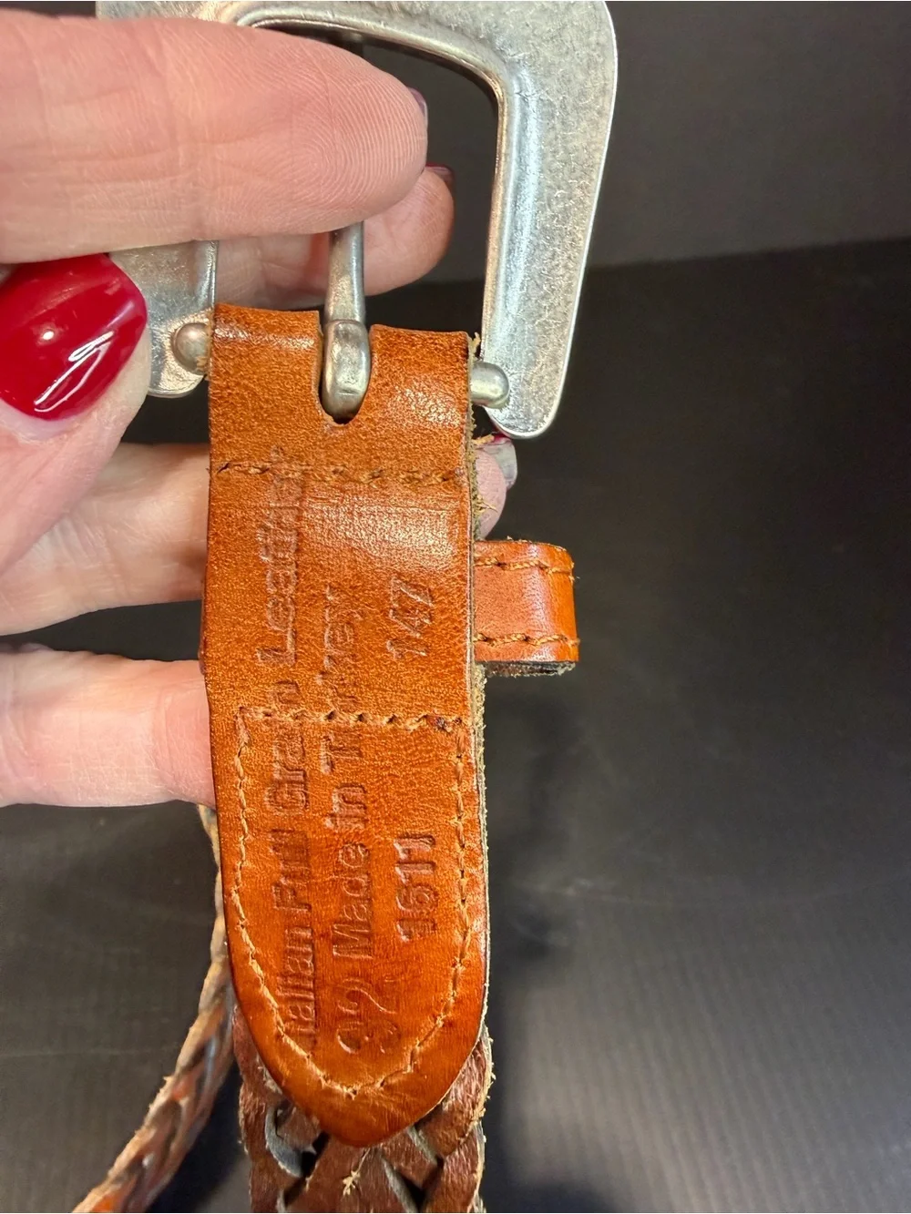 Vintage Western Braided Leather Belt Size 32 Italian Full Grain Unisex